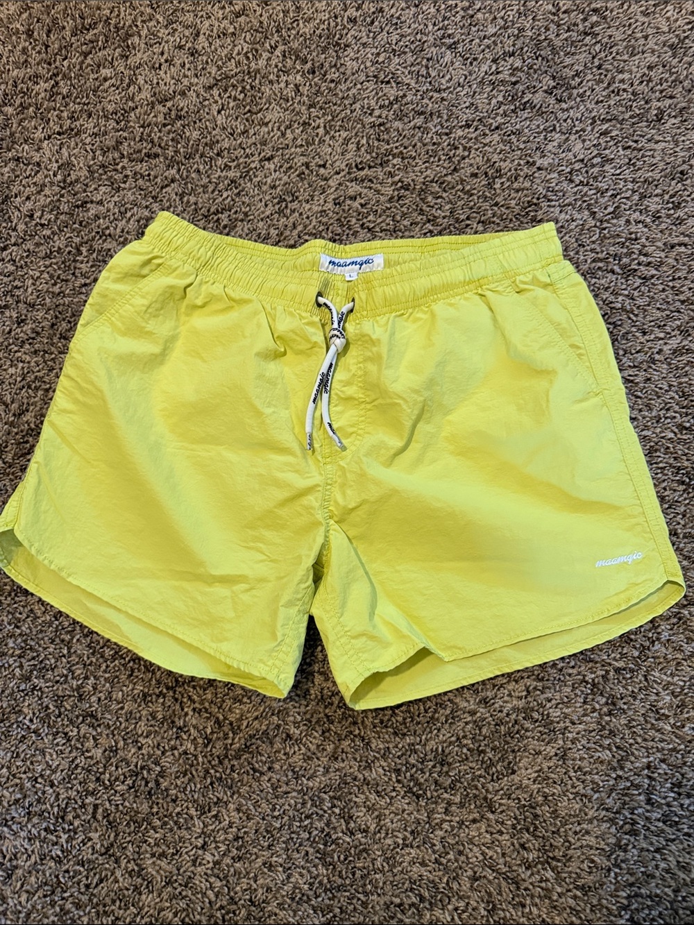 Maamgic Bright Yellow Men's Swim Trunks with Drawstring